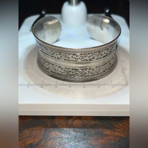 Vintage Chinese Sterling Silver Cuff Bracelet Hand-Engraved Piece